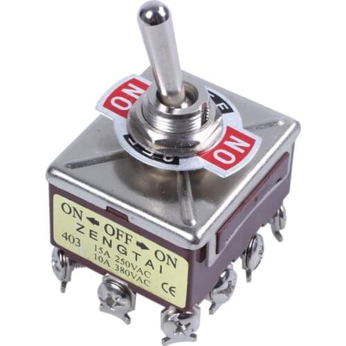 AC 380V 10A ON/OFF/ON 3 Positions 12 Pin Latching Toggle Switch 4PDT