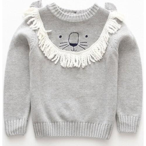 Baby Sweaters Autumn New Arrival Cartoon Lion Knit Sweater for Girls Fashion Tassel Boys Outwears 1 2 3 4 Y Little Baby Clothing