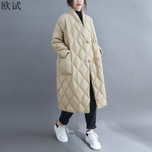 Oversized Plaid Winter Coat Women Loose Casual Long Jackets Coats Woman Fashion Mujer Femme Ladies Jacket And Coat Oversize 2021
