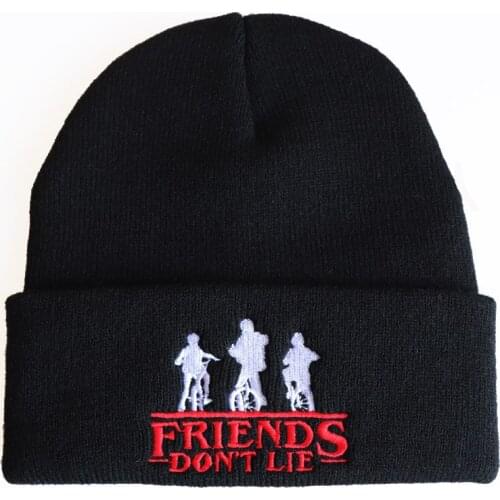 Winter Stranger Things Beanies friends dont lie Embriodery Women Men Skullies Knitted Bonnet Cap Skiing Warm Hat Girls Boys