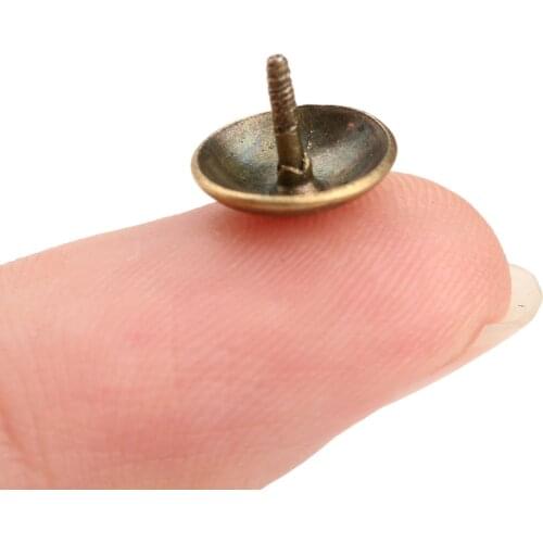 100pcs/lot Screw Thread Upholstery Nails Antique Bronze Brass 9*6mm Jewelry Gift Box Sofa Decorative Tack Stud Pushpin hardware