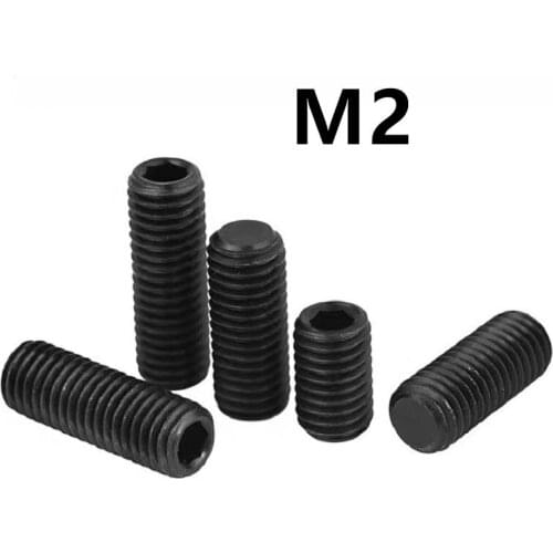 1000PCS DIN913 GB77 M2x2/3/4/5mm Black 304 Stainless Steel Thread Grub Screws Flat Point Hexagon Socket Set Screws Headless