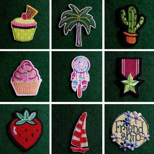 2Pcs/Lot Food Patch Cartoon Embroidered Patches For Clothing DIY Plant Stripes Patch Iron On Patches On Clothes Appliques