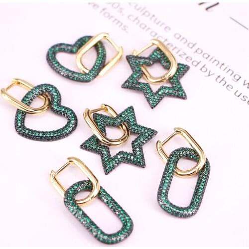 3Pairs, Crystal Zircon Star/Oval/Heart Jewelry Dangle Earrings Elegant Jewelry CZ Earrings for Women Party Gift