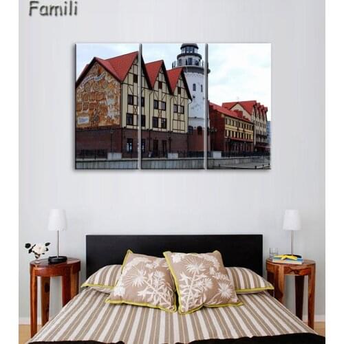3Pieces/set Living room home wall modern art decor canvas poster Architecture russia building landscape cityscape,oil painting