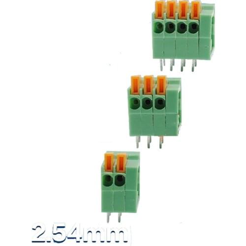 2.54mm Pitch 4 Poles Spring Clamp Terminal Blocks, Horizontal Wiring, ( 30 units a pack )
