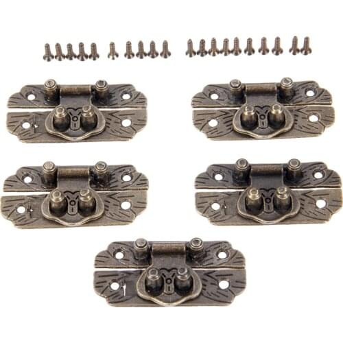 5pcs 25*48mm Lock Wooden Jewelry Box Decorative Padlock Box Latch Hasps Box Suitcase Buckle Clip Clasp Furniture Hardware