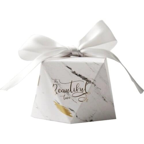 50pcs European elegant Pink, white, blue color diamond ring marble Candy Boxes Wedding Favors paper Gift Box Party Chocolate box