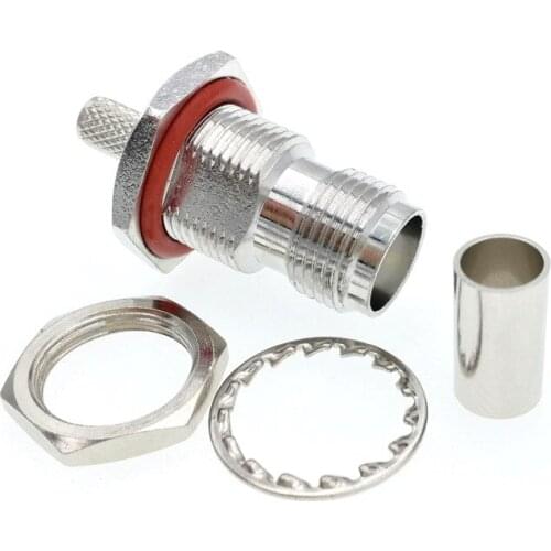 50pcs TNC Female Nut Bulkhead RF Connector For RG58 RG142 LMR195 RG400