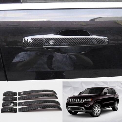 8*Carbon fiber ABS Exterior Door Handle Cover for Jeep Grand Cherokee 2011-2019