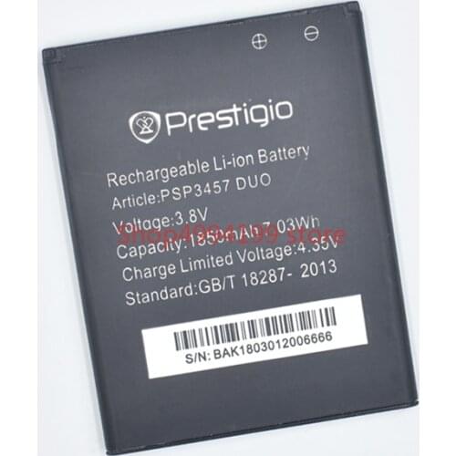 1850mAh 3.8V Battery For Prestigio PSP3457 DUO Mobile Phone Batterie Bateria Replace Parts