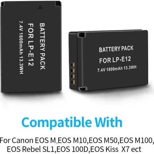 PALO 7.4V LP-E12 LPE12 LP E12 Camera Battery For Canon EOS M10 Kiss X7 Rebel SL1 EOS 100D DSLR Batteries L50