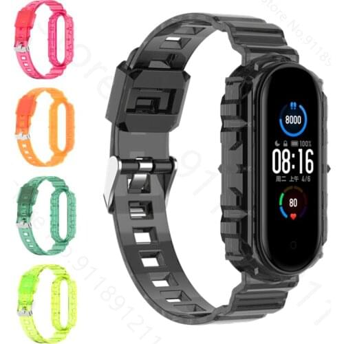 Wristband For Xiaomi Mi Band 6 5 Smart Bracelet Strap For Miband 5/6 Sports Clear Silicone Watch Band Straps Correa Accessories