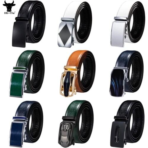 Designer Mens Belts Black Blue White Green Orange Leather Straps Automatic Buckles Waistband For Dress Jeans Casual Formal Gift