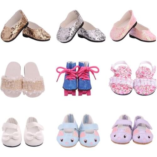 For Baby Doll Accessories Canvas Cloth Gold White Pink Denim Sneakers Shoes for 18" Doll 5cm 7cm Accessory girls best gift
