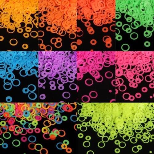 Fluorescence Hollow Circle Shapes Nail Art Glitter Flakes Mixed Size Colourful Neon Sequins For Polish Manicure Nail Decorations