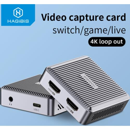 Hagibis 4K HDMI-Compatible Video Capture Card Loop Out for Game Recording Live Streaming Box 1080P Grabber PS4 PS5 Switch Camera