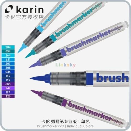 Karin Brushmarker PRO,Cold Colors series,Super durable Japanese flexible nylon brush tip,available in a range of vibrant colours