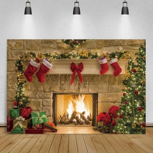 Laeacco Brick Wall Christmas Party Toy Bear Baby Portrait Photography Backdrop Wooden Shelf Photocall Background Photo Studio