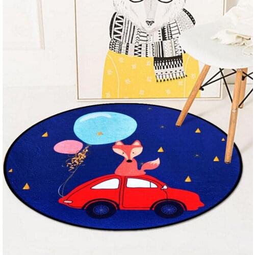 Cartoon round animals carpet for livingroom bedroom tea table sofa kid room rug computer chair mat fox bear tapete crawling rug