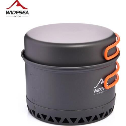 Widesea Camping Cookware 2.3L Set Pots Outdoor Cooking Heat Cooker Travel Tableware Bowler Tourist Kitchen Pot Utensil Equipment