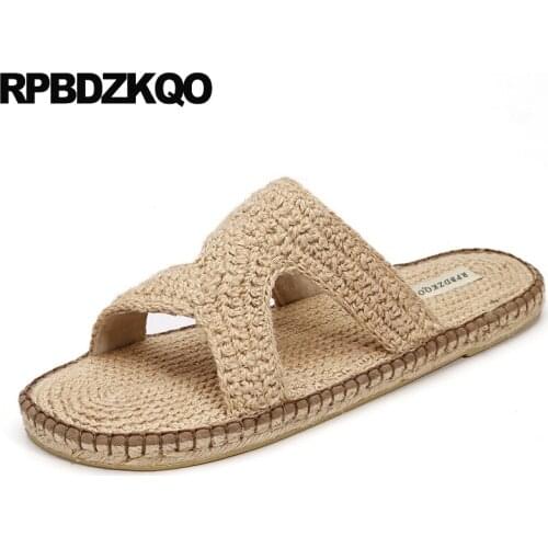 Slip On Designer Slides Espadrilles Slippers Casual Fashion Open Toe Fisherman Woven Shoes Mens Sandals 2018 Summer Outdoor Rope