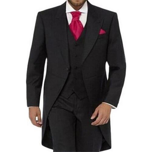 2020 New Arrival Silm Fit Mens Fashion Suits Wedding Groommen Suits Tail Coat Brand Goods Business Suit (Jacket+Pants+Vest)