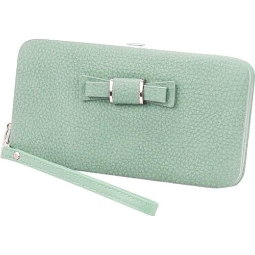 New Ladies Wallets Solid Color Women PU Leather Purse Wallets Fashion Cash Phone Cards Holder Bag Portefeuille Femme