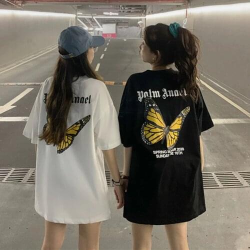 Palm Angels New loose butterfly print short-sleeved t-shirt for men and women couple half-sleeved top