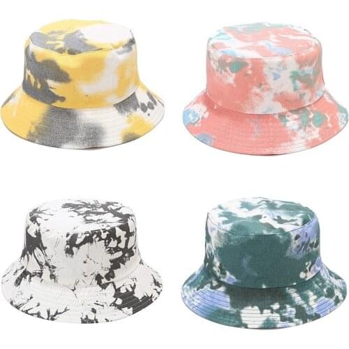 Unisex Tie Dye Reversible Bucket Hats for Women Cute Fashion Beach Fisherman Hat Female Spring Summer Autumn Buckets Cap