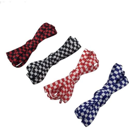 Coolstring Polyester 8mm Width Flat Shoelaces Grid Shoe Lace Checkered Digital Print Shoestrings Sublimated Drop Shipping