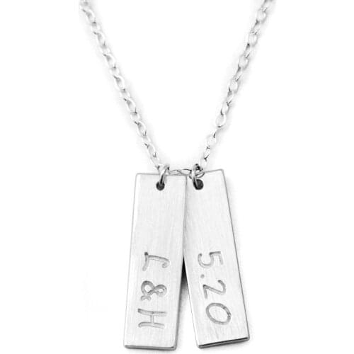Custom Two Bar Necklace, Vertical Bar Necklace, Personalized Name Bar Necklace, Custom Bar Pendant Valentines Gift