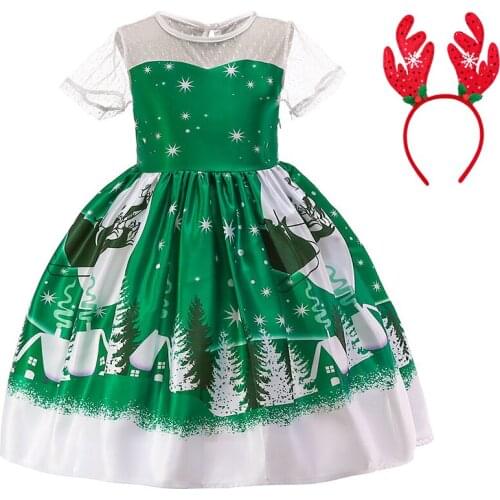 Christmas Children Green Halloween Cosplay Carnival Costumes Vestidos Birthday Party Princess Summer Dress Baby Girls Clothes