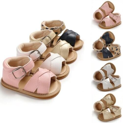 2019 Summer Baby Shoes Newborn Sandals Kids Boys Girls Sandals Solid Non-slip PU Leather Prewalker Casual Soft Sole Shoes
