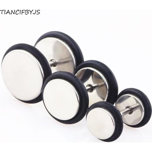 TIANCIFBYJS Men Ear Studs Women Gauges Ear Tunnels Stainless Steel Earrings Piercings Cartilage Body Jewelry 100pcs mix 6/8/10mm
