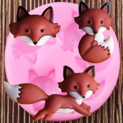 Fox Head Silicone Mold Animals Cupcake Topper Fondant Molds Cake Decorating Tools Candy Polymer Clay Chocolate Gumpaste Moulds