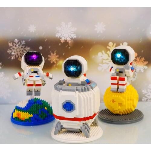 Earth Animal Dog Space Station Saturn Rocket Building Blocks City Shuttle Astronaut Figure Man Bricks Set Children Toys Gift