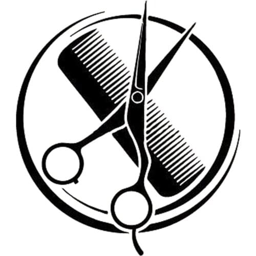 Creative Comb Scissors Barber Shop Beauty Salon Car Sticker PVC Fashion Reflective Car Decal Black/White/Red/Laser/Silver