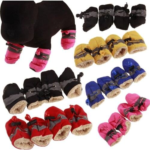 Waterproof 4Pcs Set Dog Cats Boots Winter Warm Rain Boots Protective Pet Sports Anti-Slip Shoes Dog Accessories