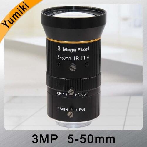 Yumiki HD 3.0Megapixel Manual F1.4 Iris 5-50mm Varifocal IR CCTV Lens CS For Bank Supermarket Road monitoring