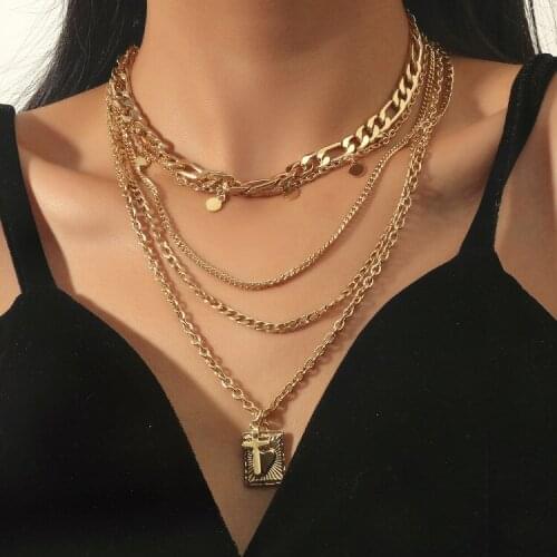 ORNAPEADIA Ins Jewelry Multilayer Thin Chain Personality Sweater Chain Love Alloy Piece Lobster Clasp Female Necklace for Women