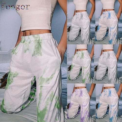 FEOGOR 2021 spring and autumn new tie-dye printing all-match elasticated casual harem pants Loose sports trousers Pants women