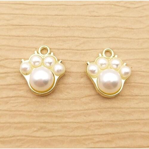 10pcs pearl bears paw charm for jewelry making fashion earring pendant necklace bracelet charms