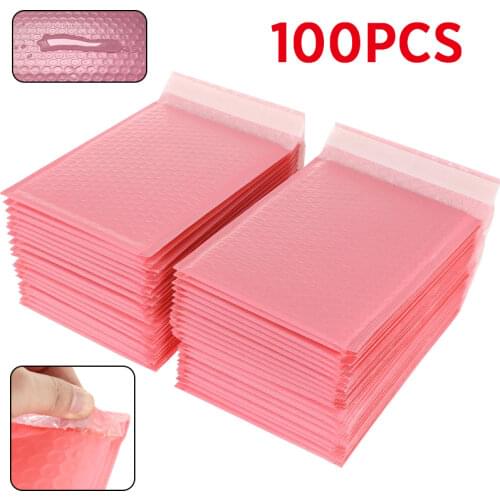100Pcs Bubble Mailers Padded Envelopes Lined Poly Mailer Self Seal Pink Shipping Envelope Waterproof Bubble Express Mailing Bag