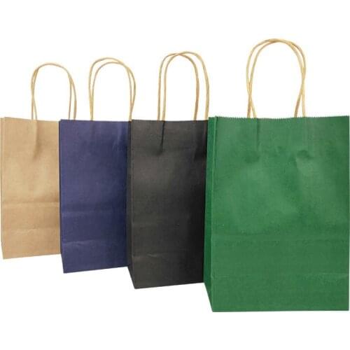 100PCS/lot gift paper bag with handles dark color 21x15x8cm Festival gift bag wedding party/ High quality