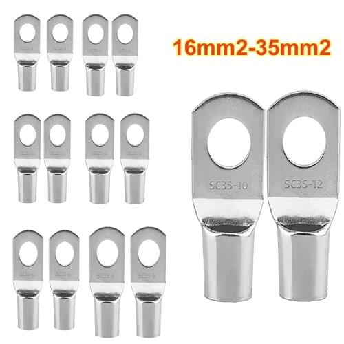 100PCS Copper Ring Terminal Wire Crimp Connector Bare Cable Battery Terminals Soldered Connectors Kit Suit SC16-6 SC25-8 SC35-8