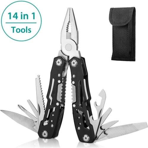 14-In-1 Outdoor Camping Survival Multi Tool Pliers Versatile Repair Folding Screwdriver Grip Pliers EDC Gear Hunting Hiking