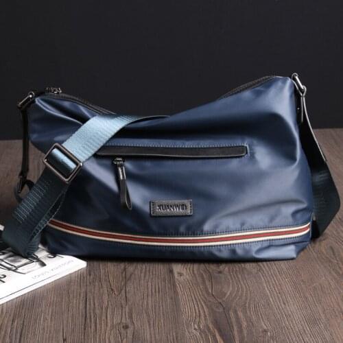 Preppy Style School Messenger Bags Waterproof Mercerizing Nylon Canvas Bags Cow Leather Single Shoulder & Crossbody Bags(XW8802)