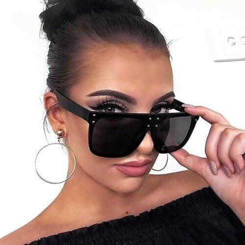 45188 Ladies Oversized Square Sunglass Women New Big Frame Brand Designer Sunglasses Rivet Pink Oculos De Sol Feminino