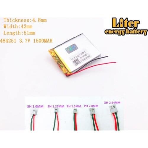 484251 3.7V 1500mah polymer rechargeable battery FOR 3.7V 1500MAH 484251 PLUG GPS MP3 MP4 MP5 Lithium polymer battery